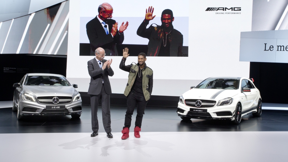 Usher i Mercedes A 45 AMG w Genewie