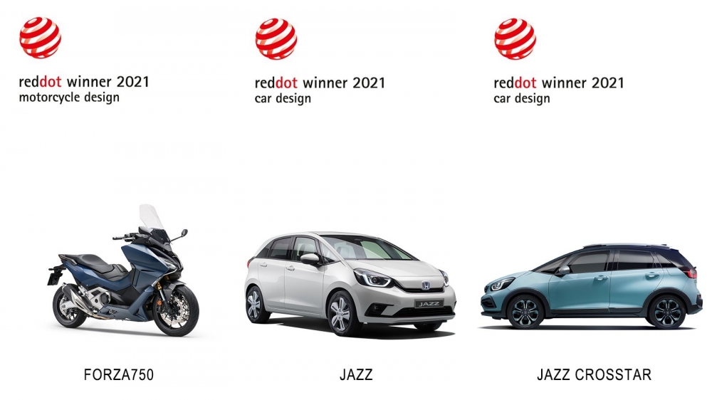 Jazz E:HEV, Jazz Crosstar E:HEV i skuter Forza 750 zdobywają nagrodę Red Dot Award 2021